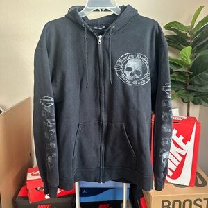 Harley-Davidson Black Hoodie with Skull Design